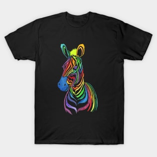 Rainbow Zebra in Bold Watercolors T-Shirt